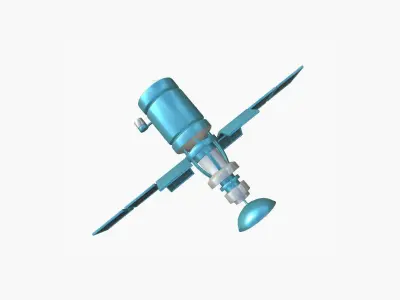 Satellite A07 Blue - SciFi Space Design Low-poly 3D model