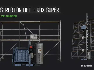  Construction Lift and RUX Super  Low-poly 3D model