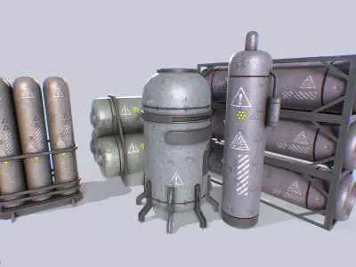 Sci fi gas tank collection 3D Model Pack
