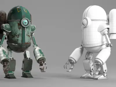 OLD ROBOT Low-poly 3D model