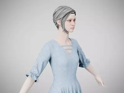 Dress 06 Light Blue Low-poly 3D model