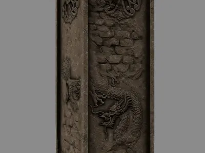 pillar 7 four pillars Low-poly 3D model