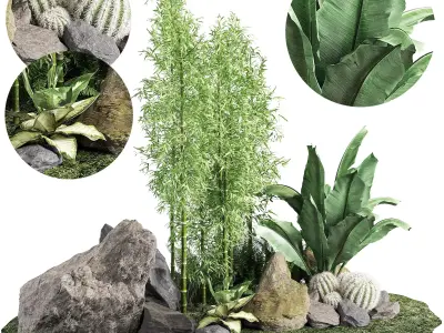 Stone and Bush Pack 20 3D model