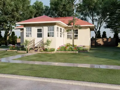 Modern house with planter box render in lumion 3D model