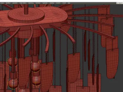 Murano Glass Textured Chandelier with Silver Leaf Edges Low-poly 3D model