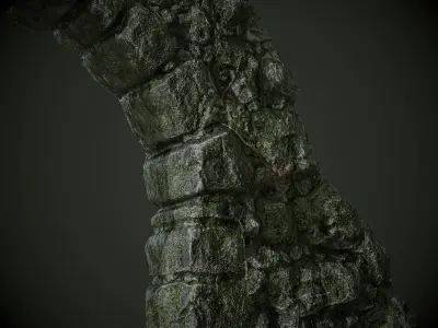 Mossy stone arch Low-poly 3D model