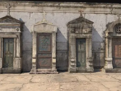 Mausoleum Entrances Lined Side By Side  3D model