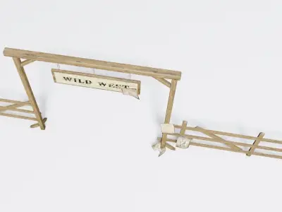 wildwest style fence Low-poly 3D model