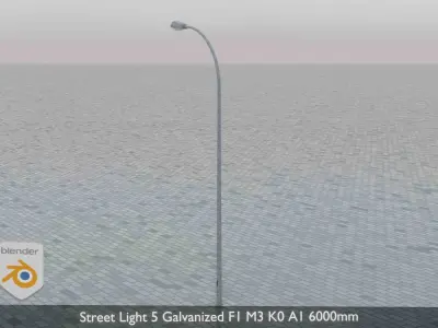 Street Light 5 Galvanized F1 M3 K0 A1 6000mm  Low-poly 3D model