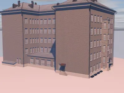 Apartment building Low-poly 3D model 7