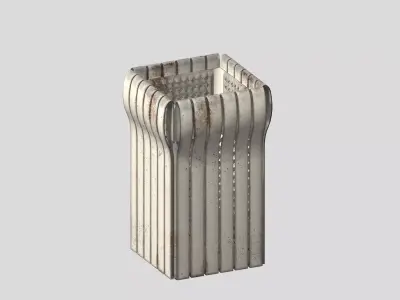 Box type open trash can with cage Low-poly 3D model
