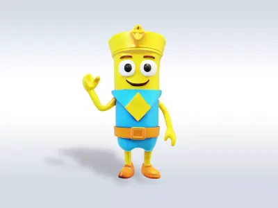 Cartoon character t pose flask back to school 3D model