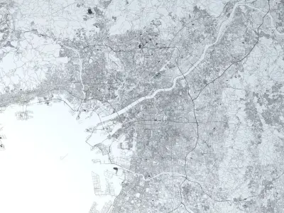Osaka Area Road Network and Streets 3D model