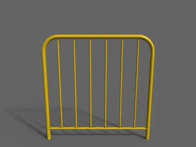 PBR Pedestrian Guard Rail Yellow V2 Low-poly 3D model