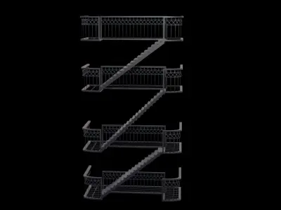metal stair Low-poly 3D model