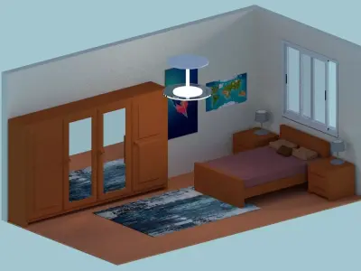 Bedroom assets Low-poly 3D model