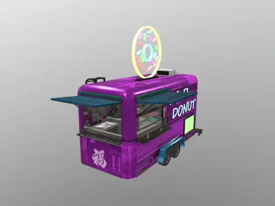  Cyberpunk City - Donut Caravan Low-poly 3D model