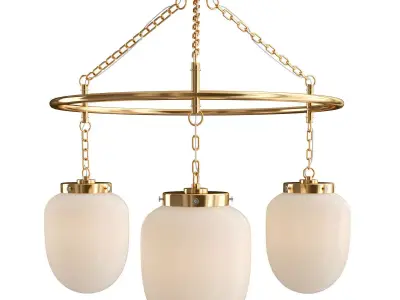 ATERSKEN three light chandelier in brass with glass globes 3D model