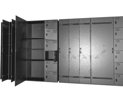 Metal Cabinet  Set Low-poly 3D model