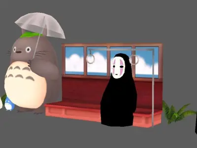 bus stop totoro  Low-poly 3D model