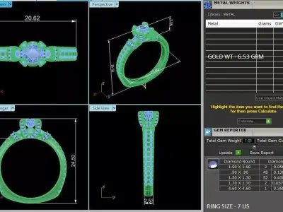 Women Light Weight Solitare Diamond Wedding Ring   13 3D print model