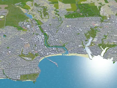 Santa Cruz California USA 20km Low-poly 3D model