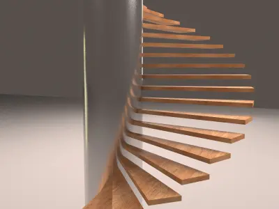 Stairs wooden spiral staircase 3D model
