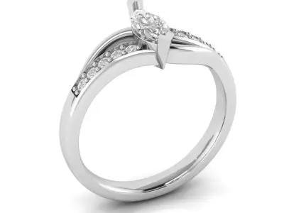 Engagement ring with marquise 3D print model