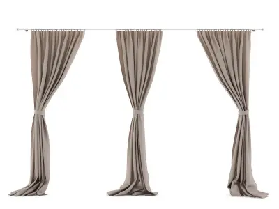 Beige Triple Curtains 3D model