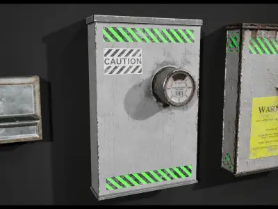 Post Apocalyptic Small Fuse Boxes Low-poly 3D model