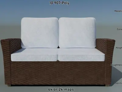Wicker Large Chair Low-poly 3D model