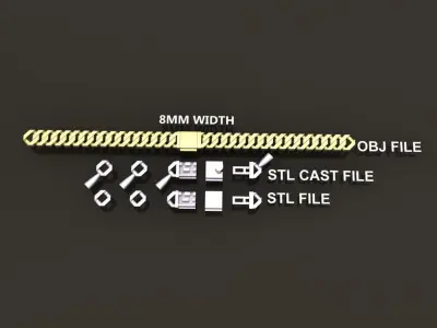 Cuban Chain Link Box Style 8MM WIDTH  3D print model