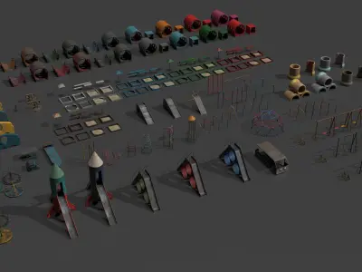 Playground Props Pack Low-poly 3D model