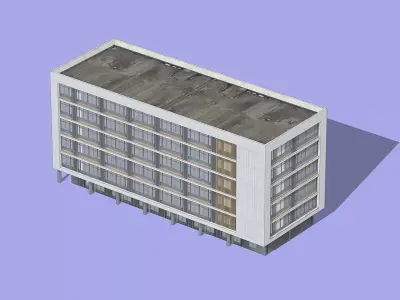 Modern multi-story office building Low-poly 3D model