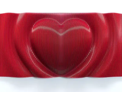 Parametric Heart Panel Wall Decor 3D model