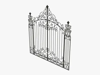 Gate-7 ornate wrought iron gate 3D model