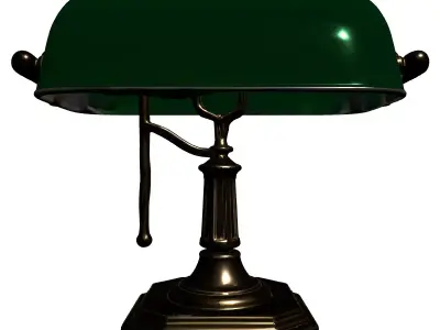 Classic Bankers Lamp Green Brass Low-poly 3D model
