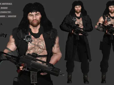 AAA 3D REALISTIC MAN CHARACTER -SHOOTER ACTION HEROES RAMBO