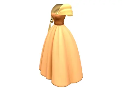 1950s Retro Princess Dress With Shawl Low-poly 3D model