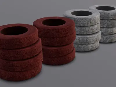 Tire Set 3D Model  Low-poly 3D model