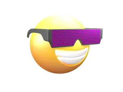 Beaming Face With Future Technology Glasses v2 003 Low-poly 3D model