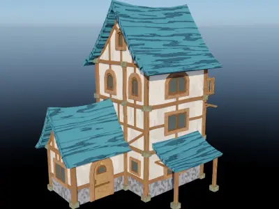 Medieval Low Poly House 2 Low-poly 3D model