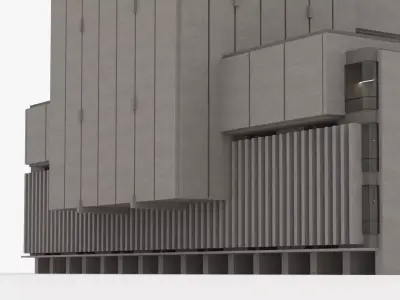 Brutalist Building 02 Low-poly 3D model