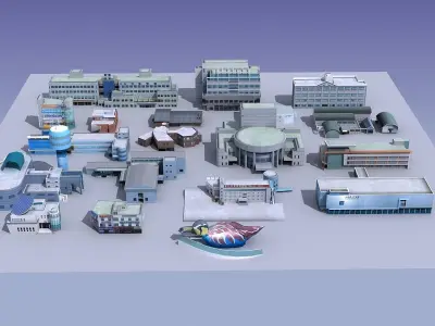 20 city building collection Low-poly 3D model