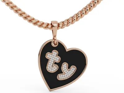 Thank you Diamond  Heart Pendant 3D print model