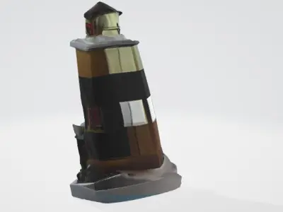 Miniature Playset Lighthouse 3D Render Low-poly 3D model