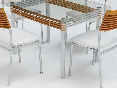 Chair and Table Set 3D model