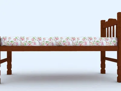 Single Bed Model Low-poly 3D model