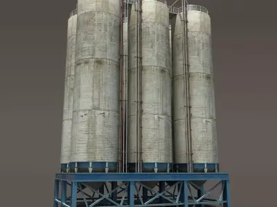 Chemical Silos Low Poly 3d Moldel Low-poly 3D model