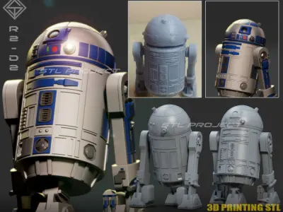 Protocol droid and Astromech droid 3D print model